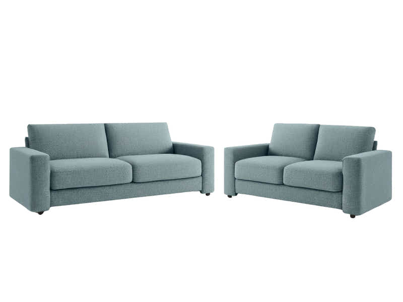 Chenille 3-Piece Sofa Set - Grey Blue