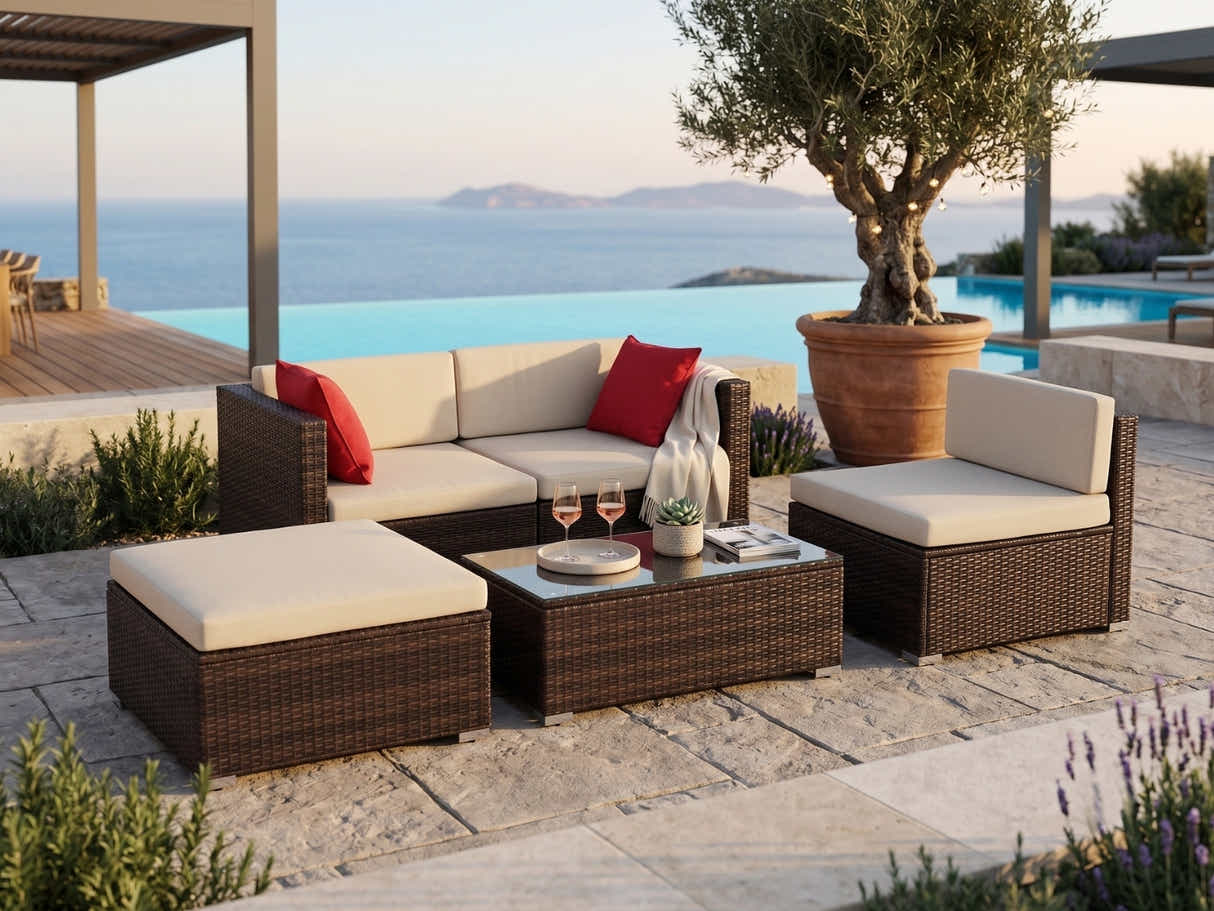 Caelan 5-Piece Outdoor Set - Brown + Beige