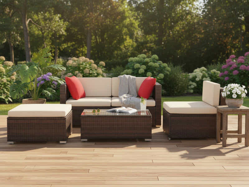 Caelan 5-Piece Outdoor Set - Brown + Beige
