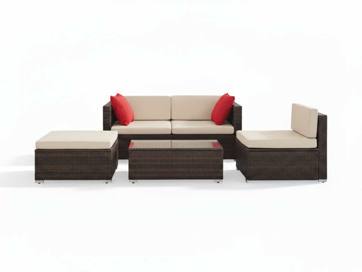 Caelan 5-Piece Outdoor Set - Brown + Beige
