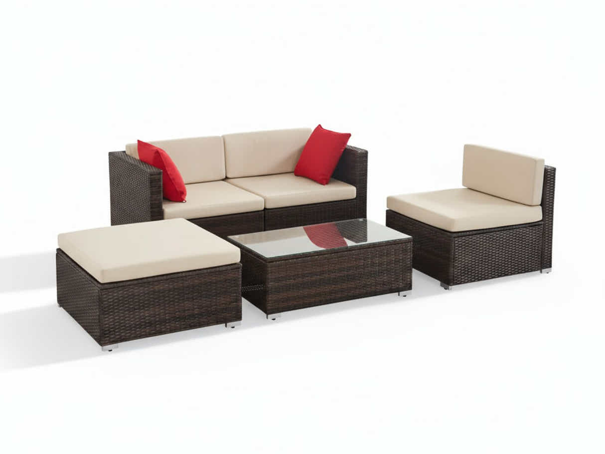Caelan 5-Piece Outdoor Set - Brown + Beige