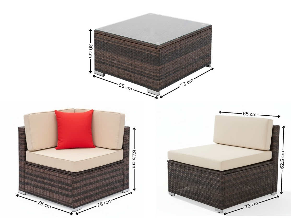 Caelan 7-Piece Outdoor Set - Brown + Beige