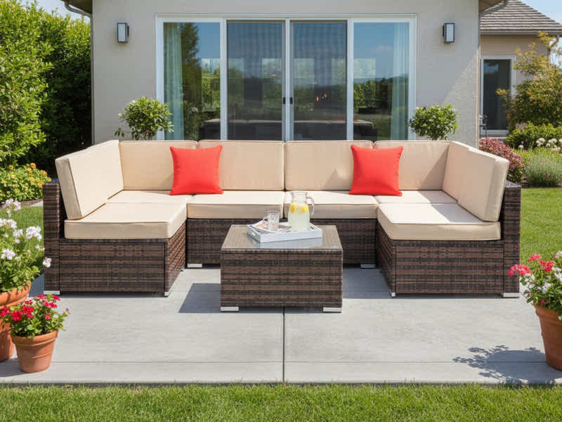 Caelan 7-Piece Outdoor Set - Brown + Beige