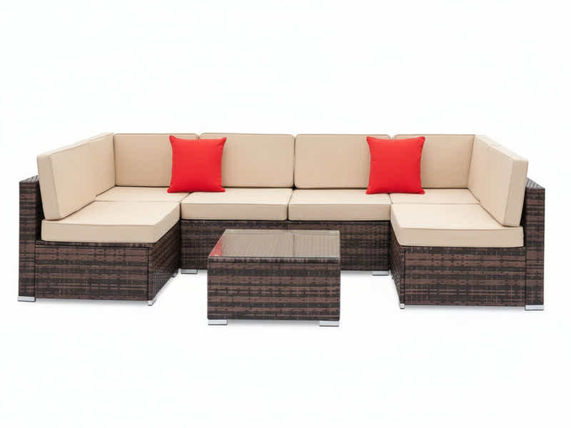 Caelan 7-Piece Outdoor Set - Brown + Beige