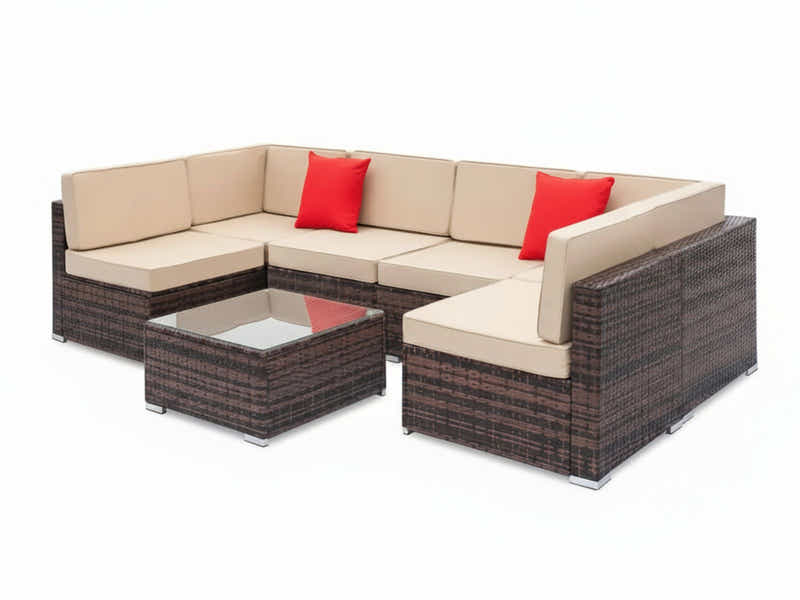 Caelan 7-Piece Outdoor Set - Brown + Beige