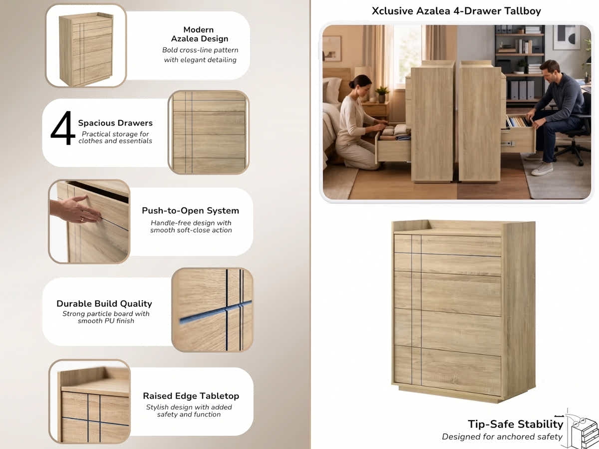 Xclusive Azalea 4-Drawer Tallboy