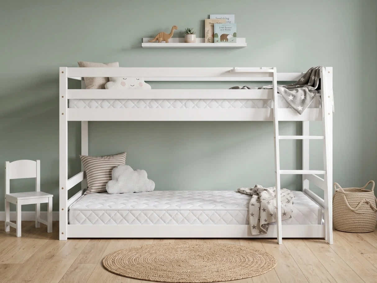 Xclusive Polli Mid-Sleeper Bunk Bed - White & Bon10 Mattress - Single x2