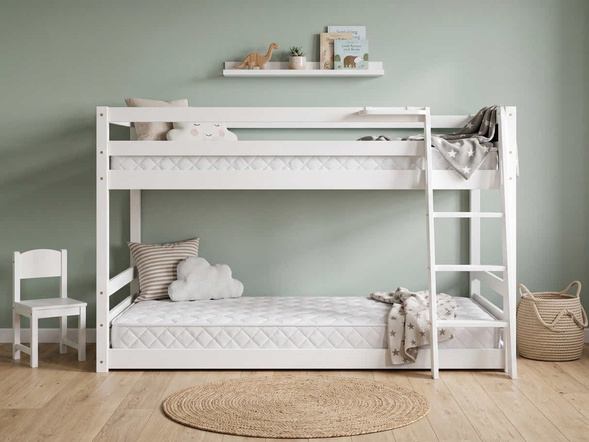 Xclusive Polli Mid-Sleeper Bunk Bed - White & Bon10 Mattress - Single x2