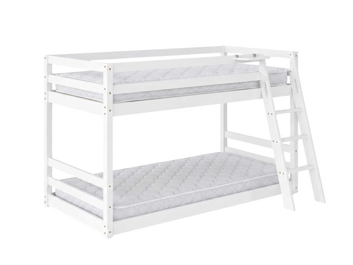Xclusive Polli Mid-Sleeper Bunk Bed - White & Bon15 Mattress - Single x2