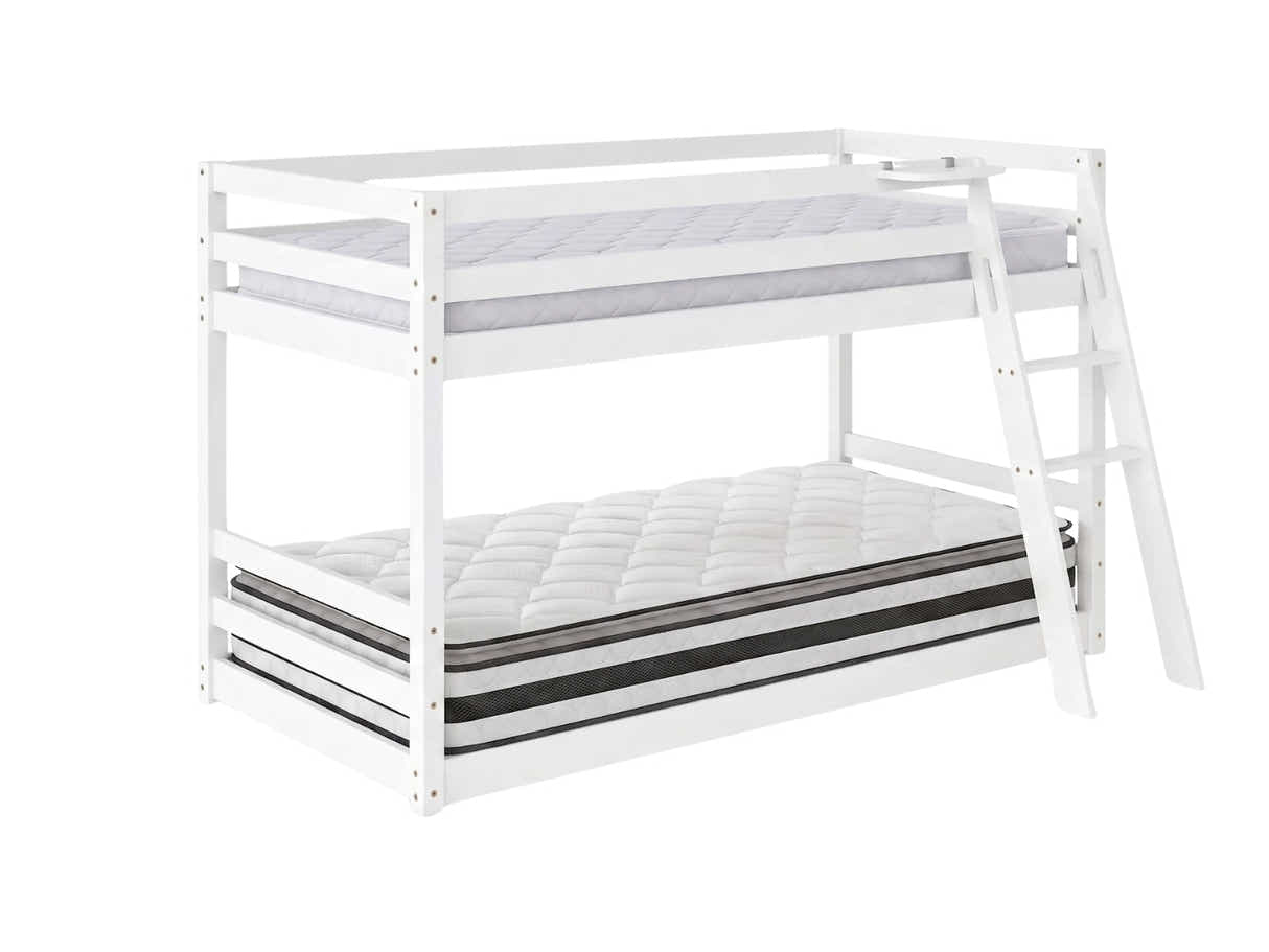 Xclusive Polli Mid-Sleeper Bunk Bed - White & Bon21 + Bon15 Mattresses