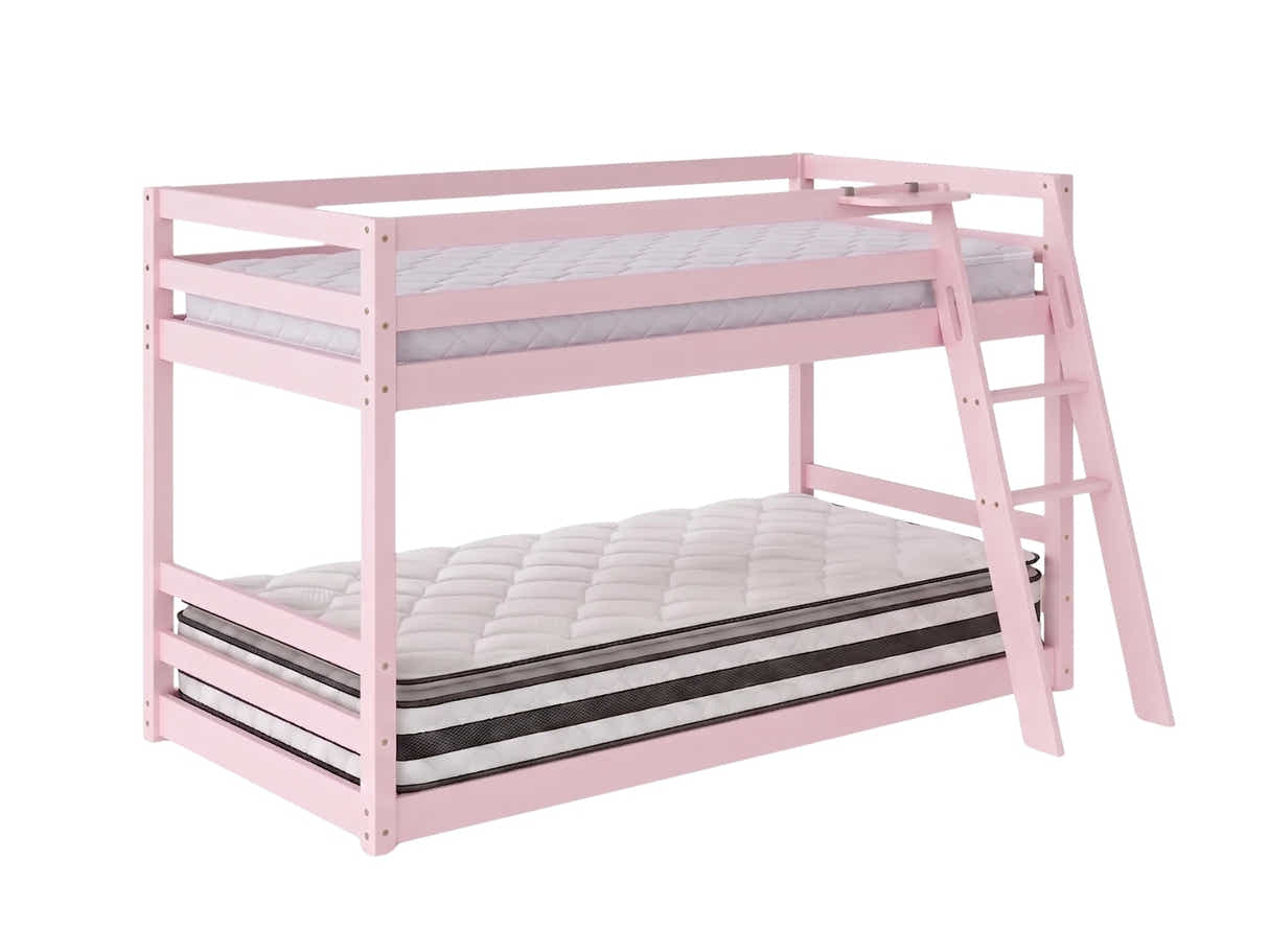 Xclusive Polli Mid-Sleeper Bunk Bed - Pink & Bon21 + Bon10 Mattresses