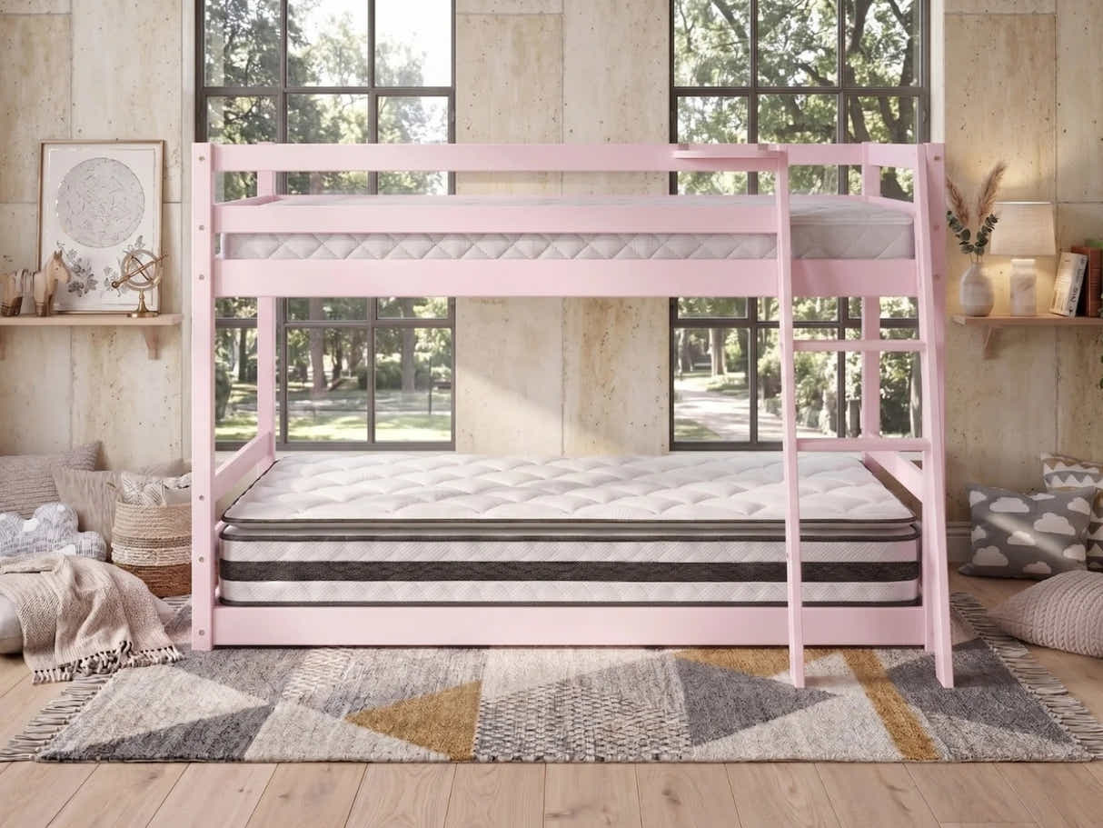 Xclusive Polli Mid-Sleeper Bunk Bed - Pink & Bon21 + Bon10 Mattresses