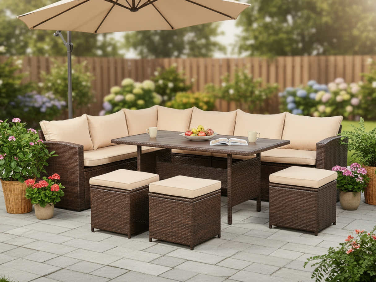Allyn 8-Piece Outdoor Set - Brown