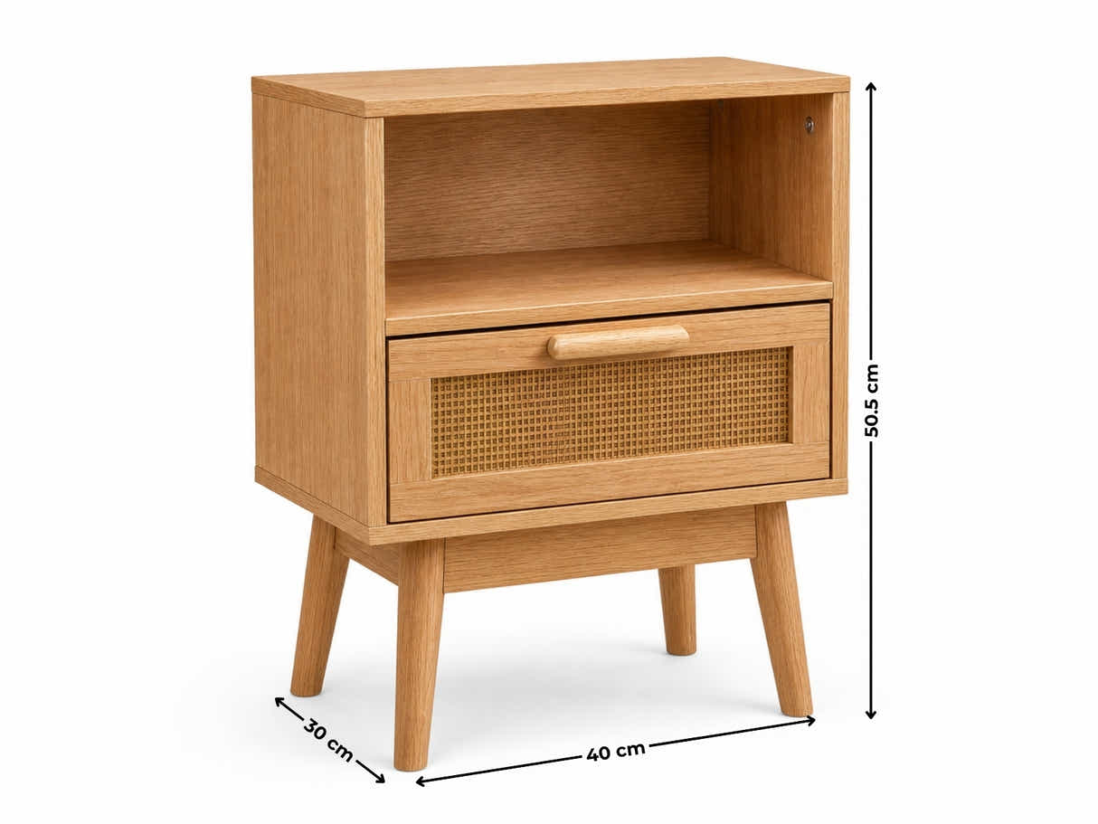 Naturlig Double Storage Bedside Table