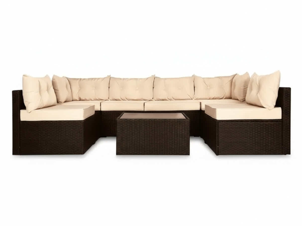 Shelby 5-Piece Outdoor Set - Brown + Beige