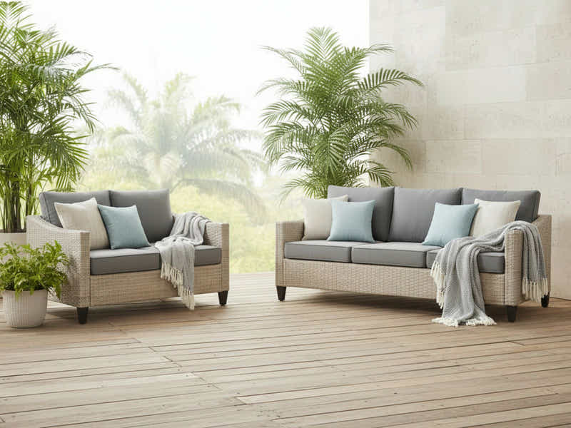 Sanstar 2PC Patio Set Khaki+Grey