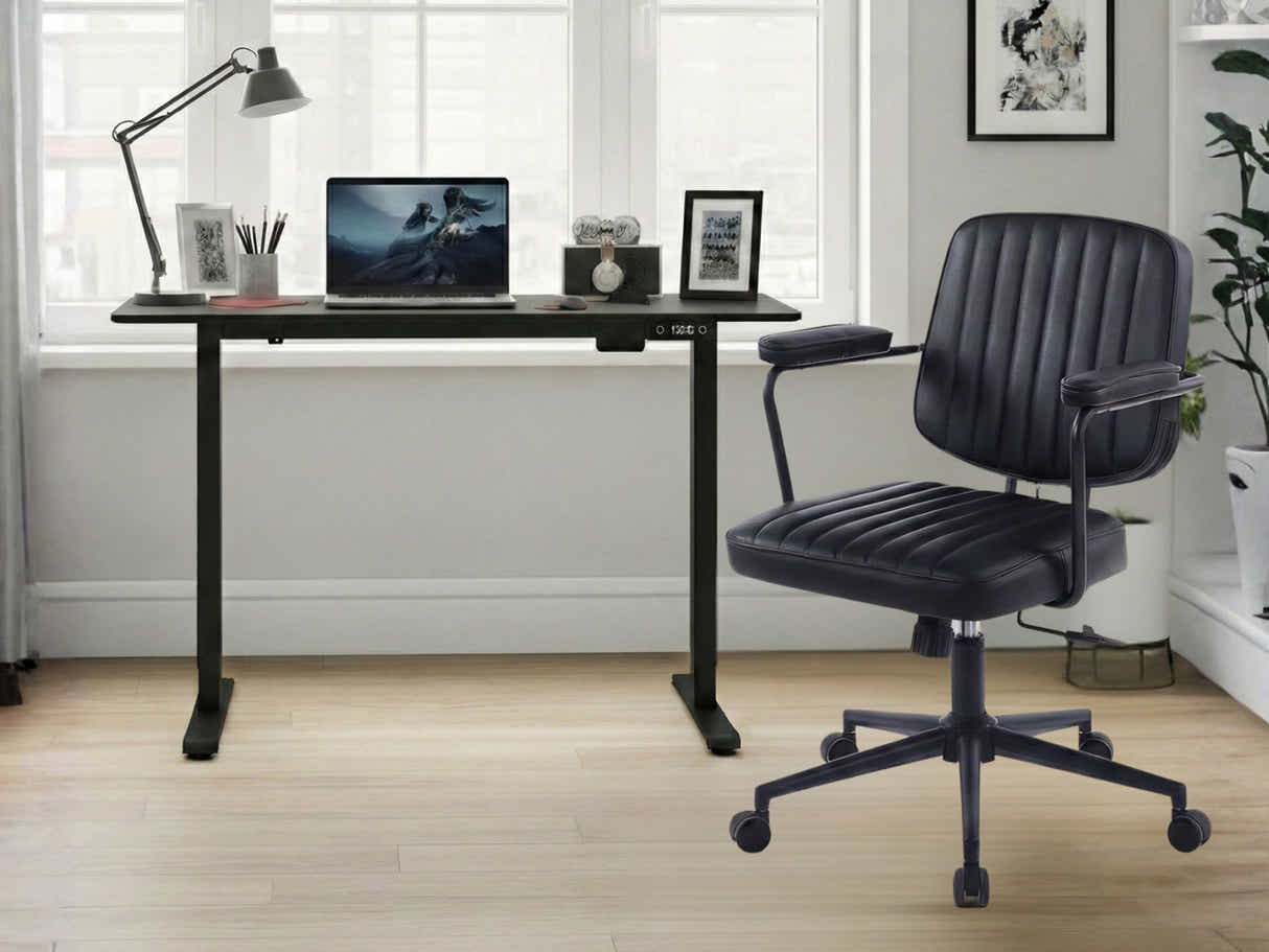 Height Adjustable Desk Set LK All Black & Elio Office Chair