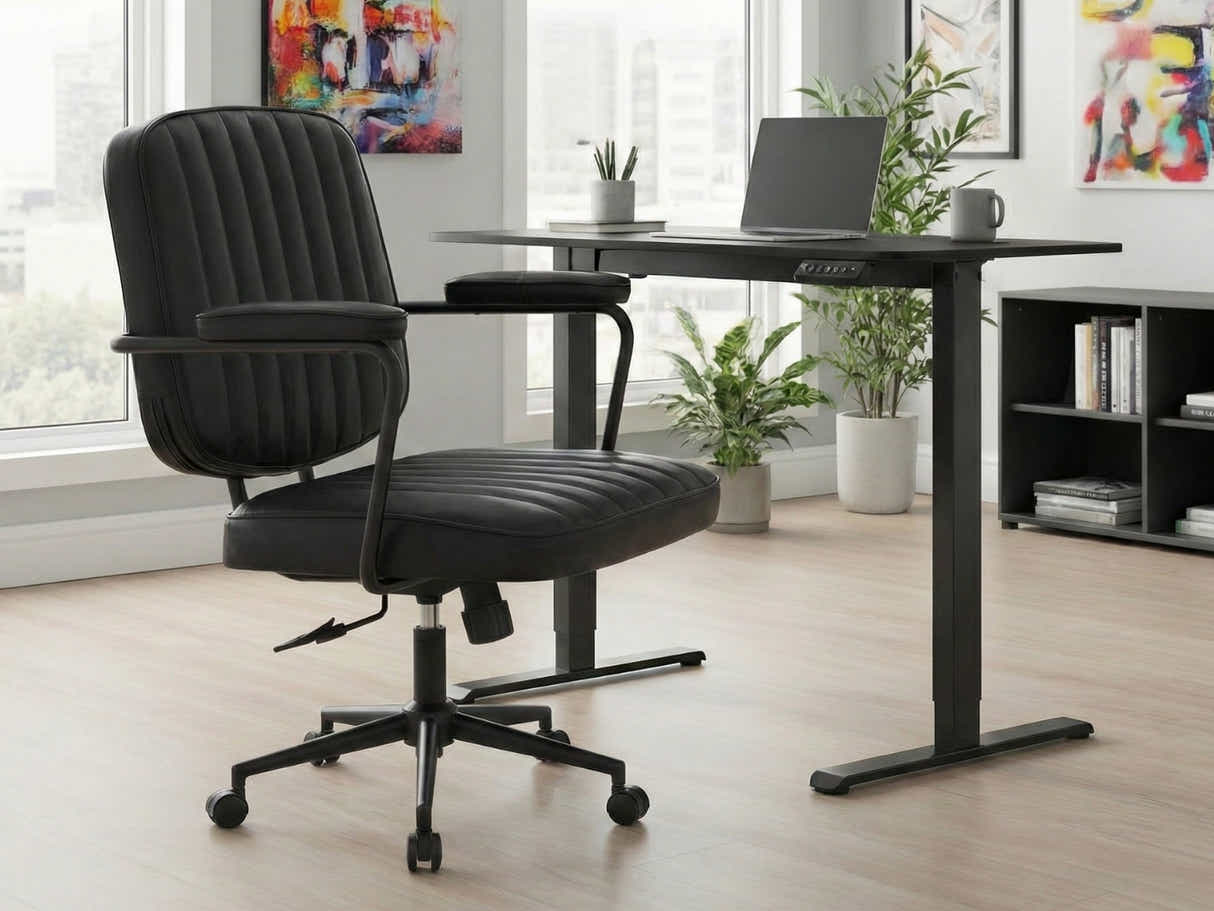 Height Adjustable Desk Set LK All Black & Elio Office Chair