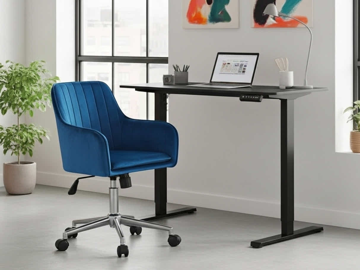 Height Adjustable Desk Set LK All Black & Artechwork Office Chair