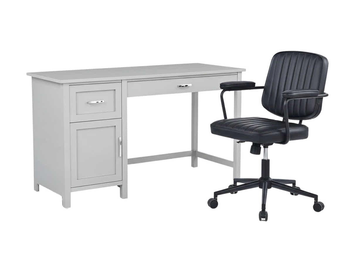 Home Office Desk with Storage Grey & Elio Office Chair