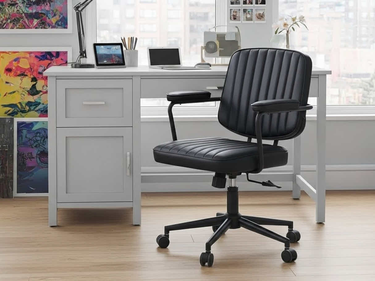 Home Office Desk with Storage Grey & Elio Office Chair