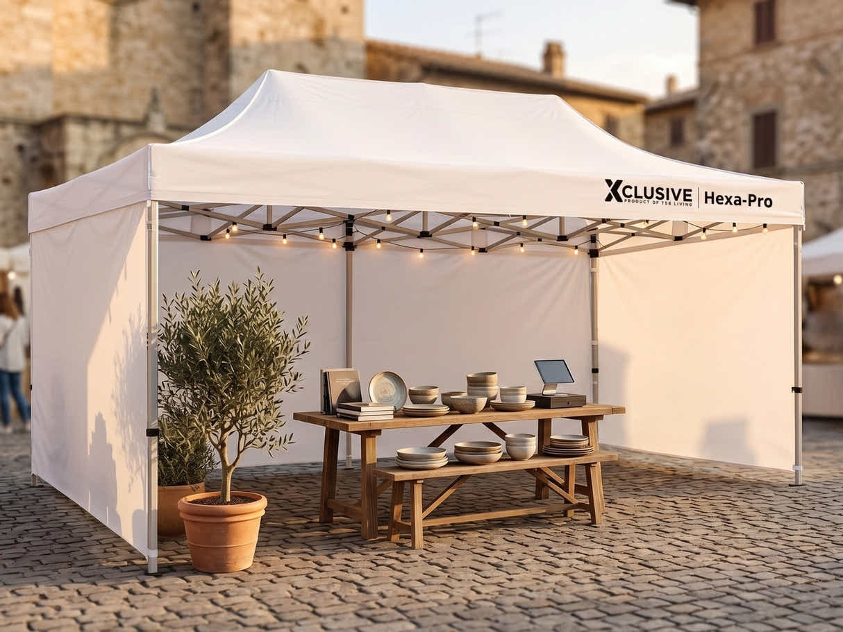 Xclusive Gazebo HEX 3m x 6m - White
