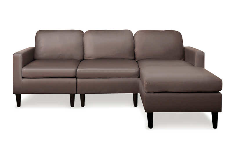 Moser PU Leather Sofa With Ottoman - Brown
