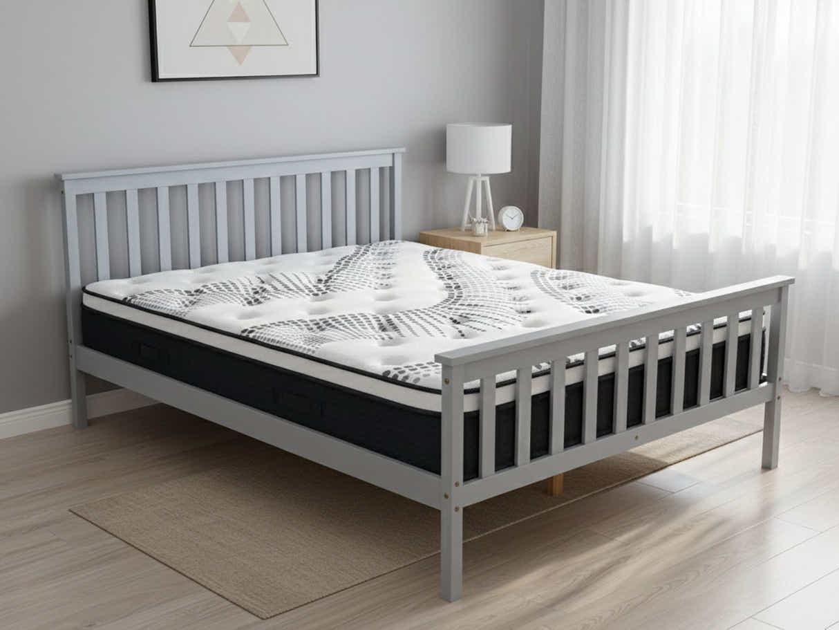 Hampshire Bed Frame Grey & Euro Top Mattress J32 - Double