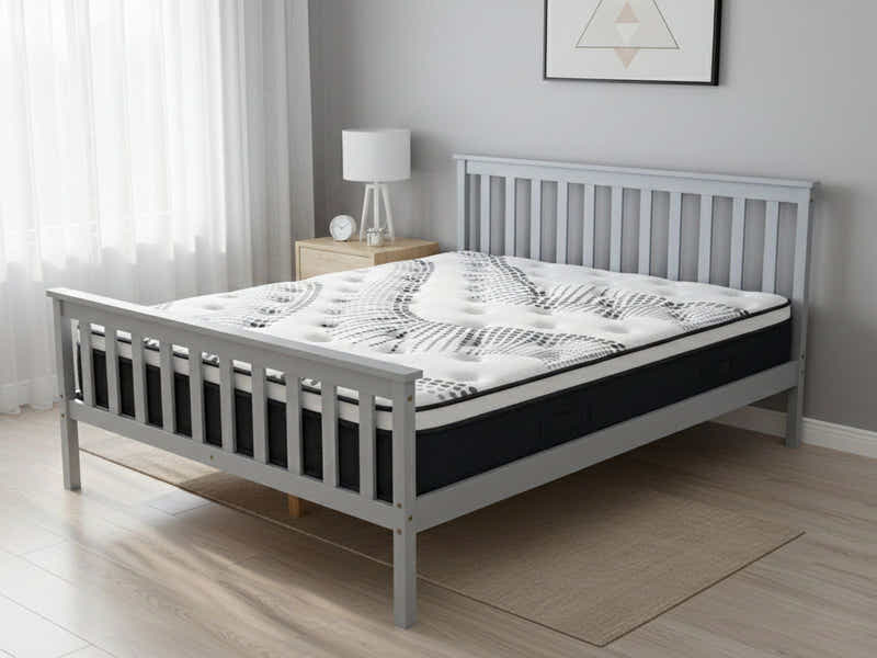 Hampshire Bed Frame Grey & Euro Top Mattress J32 – Double (Combo)
