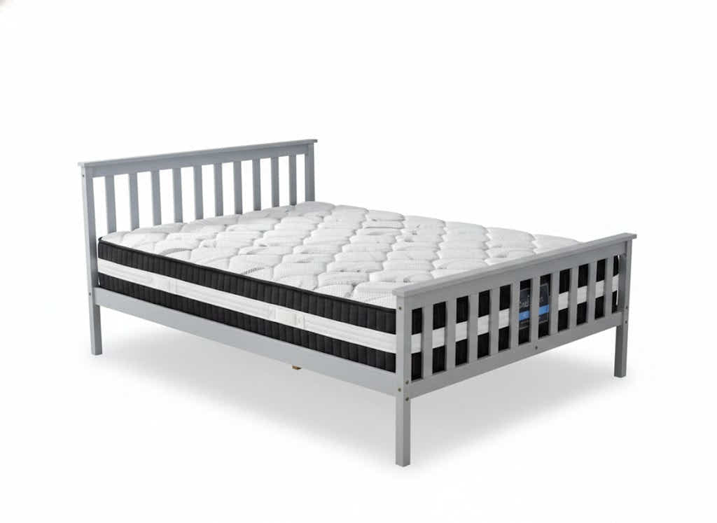 Hampshire Bed Frame Grey & Euro Top Mattress L30 - Double