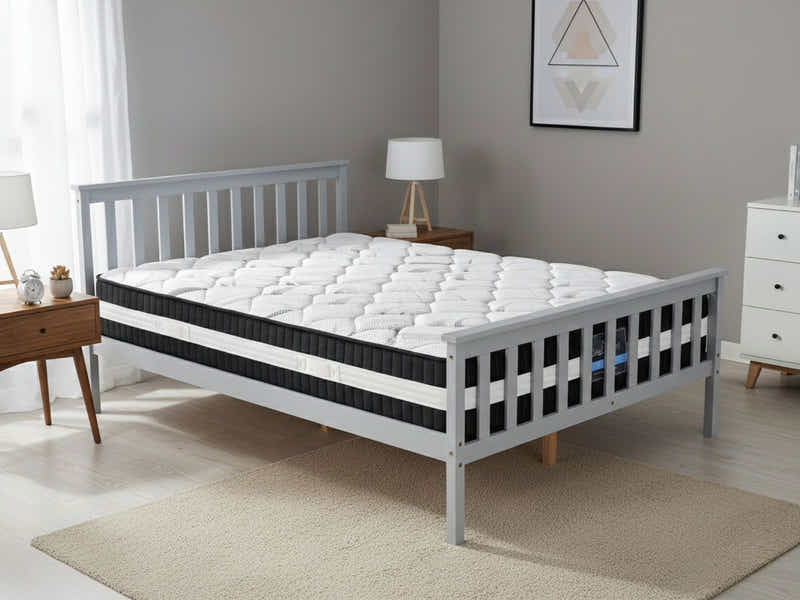 Hampshire Bed Frame Grey & Euro Top Mattress L30 – Double (Combo)