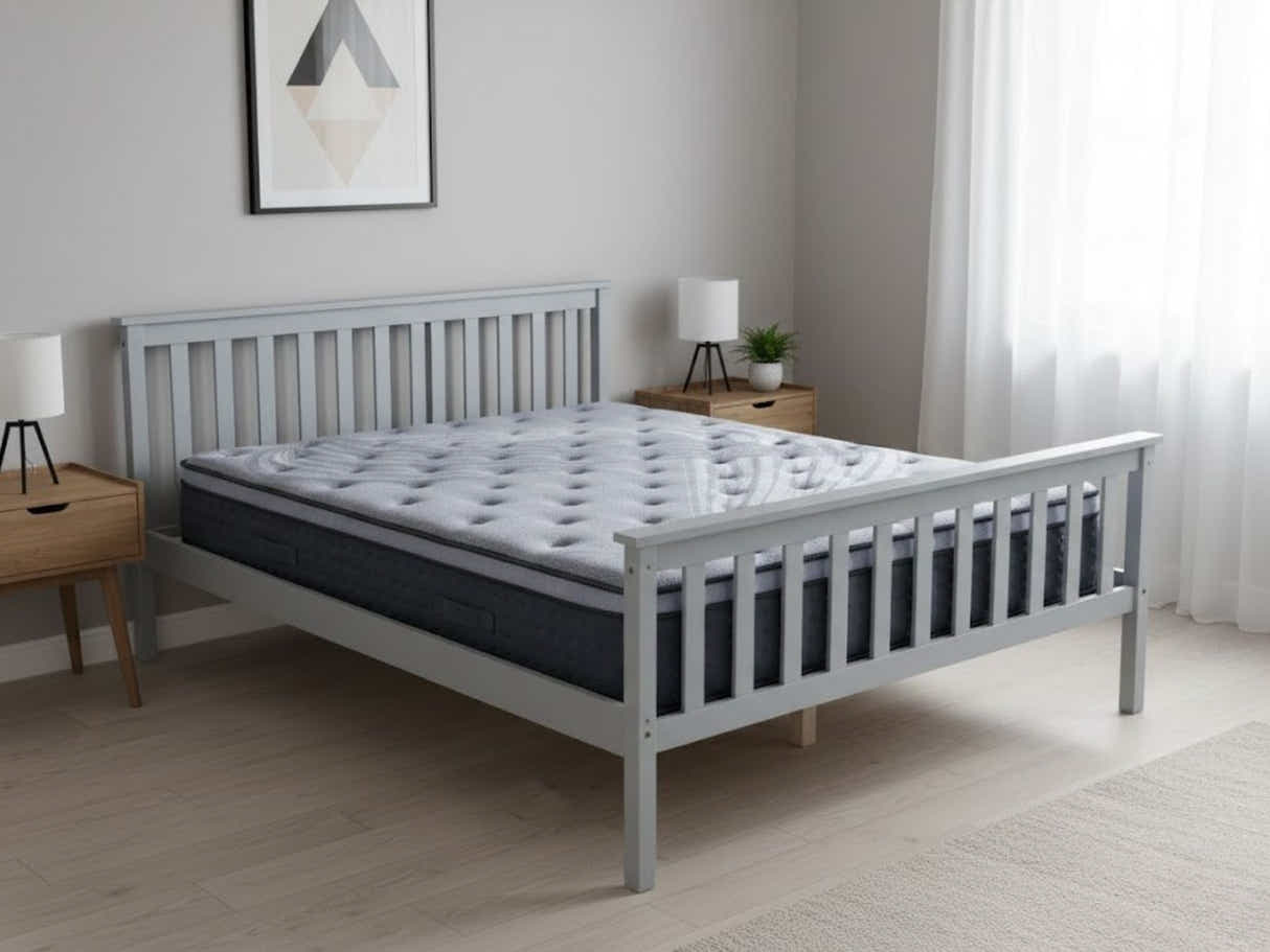 Hampshire Bed Frame Grey & Euro Top Mattress B34 - Double