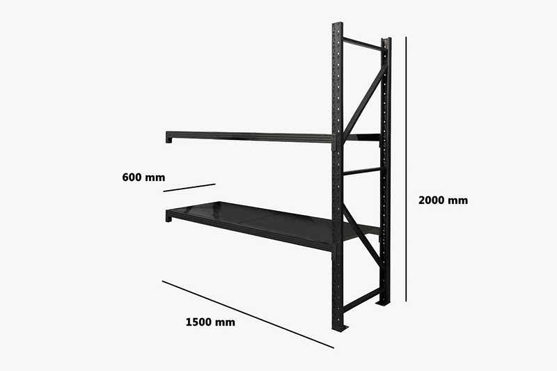 2-Layer Longspan Shelving Add-On Black – 1.5 M