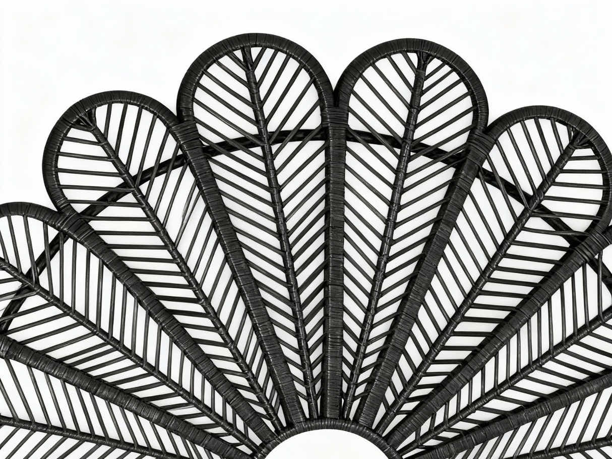 Rattan Headboard Peacock Black - Double