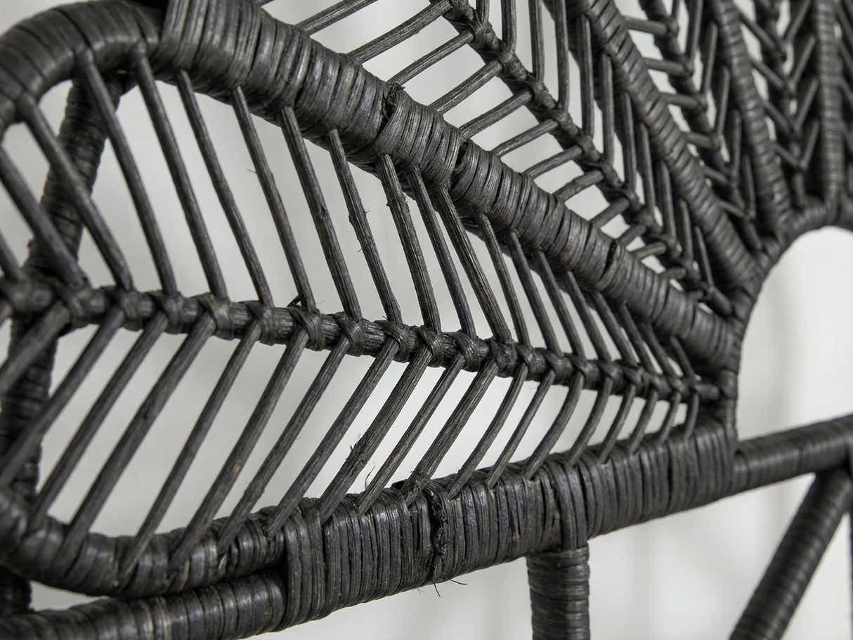Rattan Headboard Peacock Black - Double