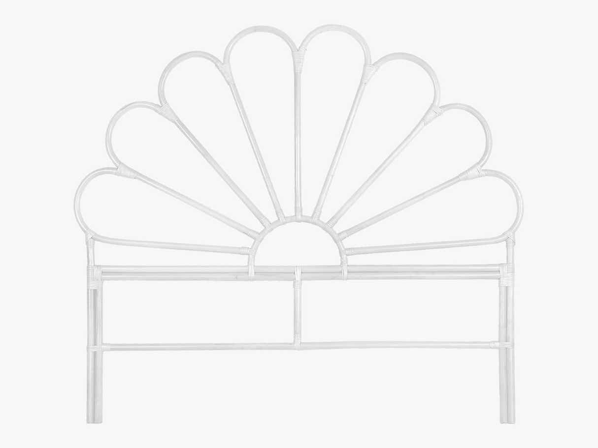 Rattan Headboard Petal White - Double