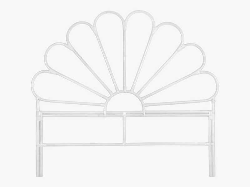 Rattan Headboard Petal White - Double