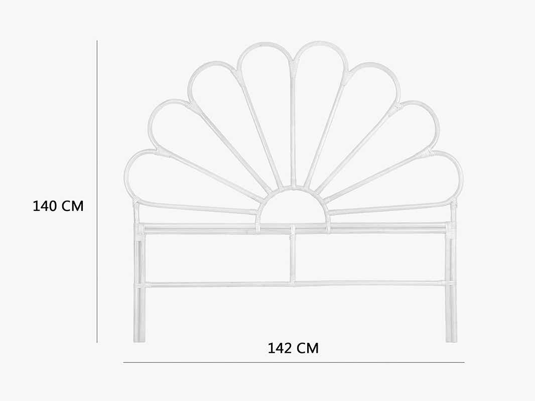 Rattan Headboard Petal White - Double