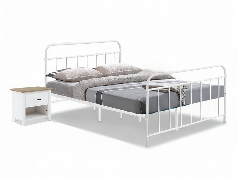 Darcy Bed White with Adelle Bedside Tables Combo - Queen