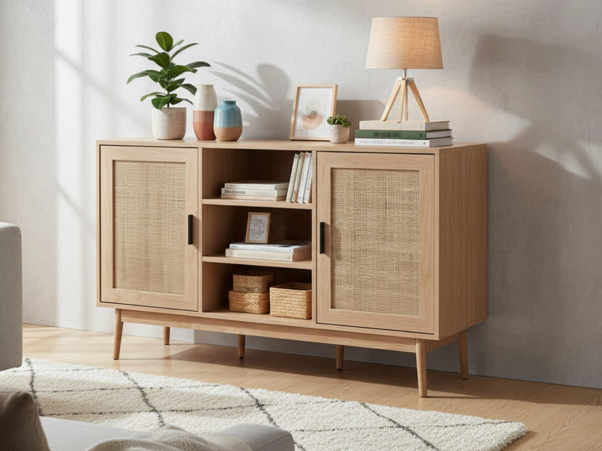 Naturlig Buffet Table with Shelves - 130 cm