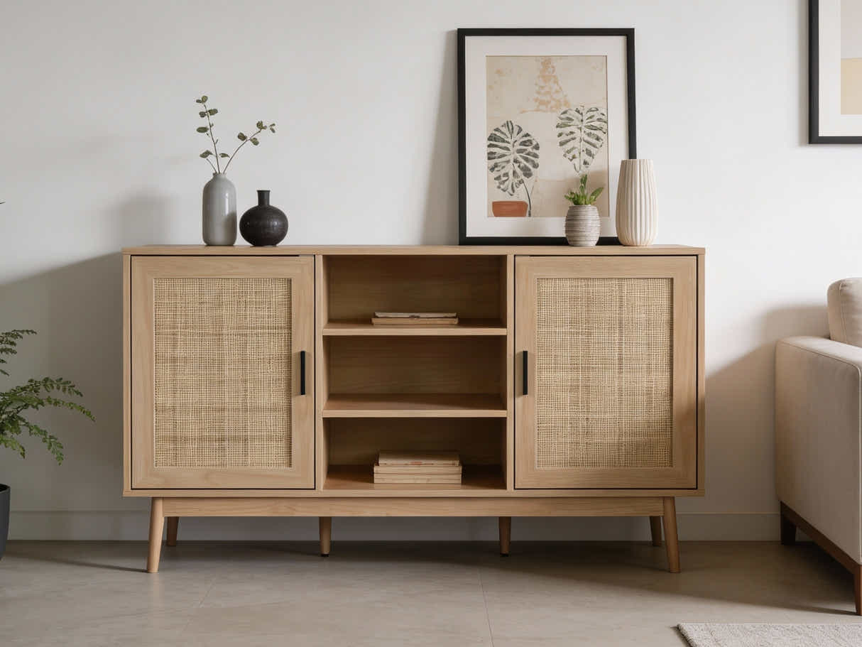 Naturlig Buffet Table with Shelves - 130 cm
