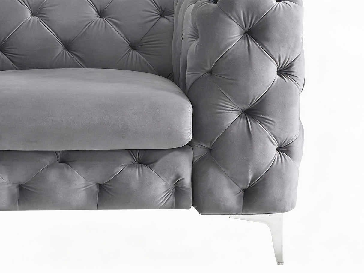Adam Velvet Armchair - Grey