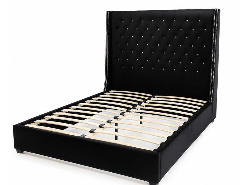 Aria Velvet Bed Frame Black - Queen