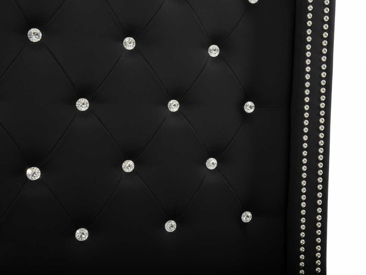 Aria Velvet Bed Frame Black - Queen