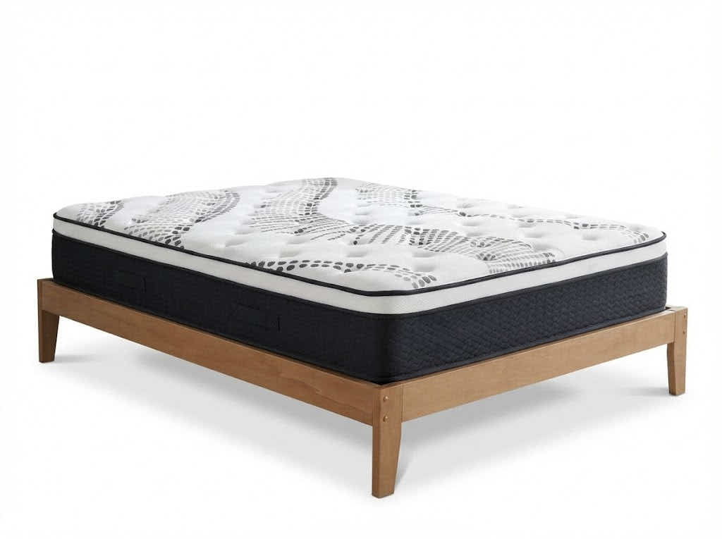 Sovo Bed Frame Oak & Euro Top Mattress J32 - Double