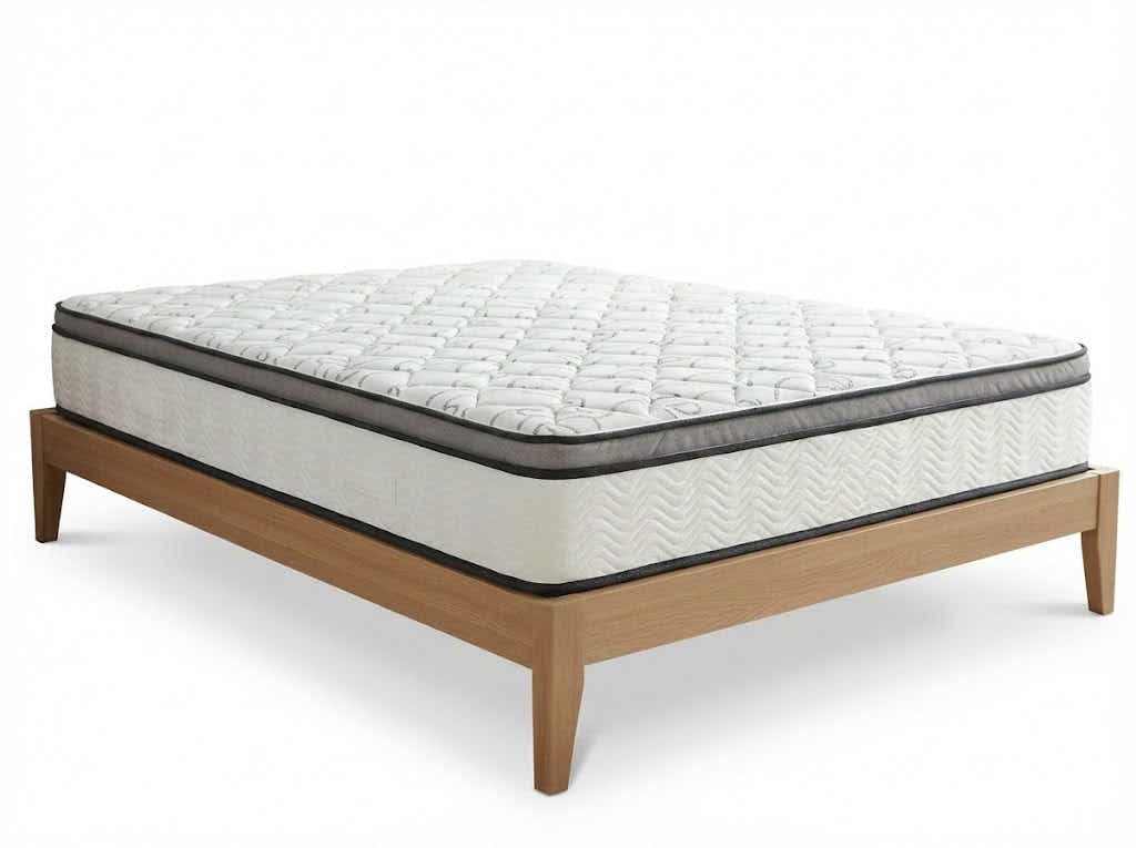 Sovo Bed Frame Oak & Euro Top Memory Foam Mattress GEL30 - Double