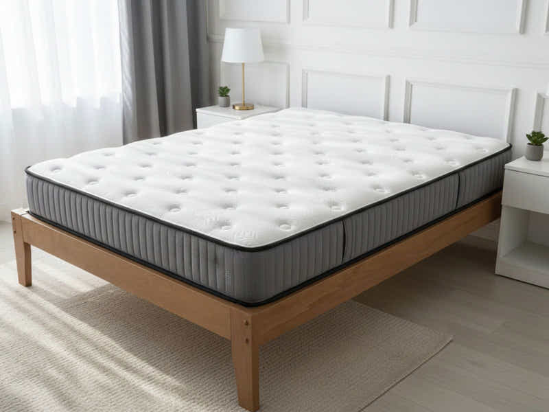 Sovo Bed Frame Oak & FIRM23 Mattress - Queen (Combo)