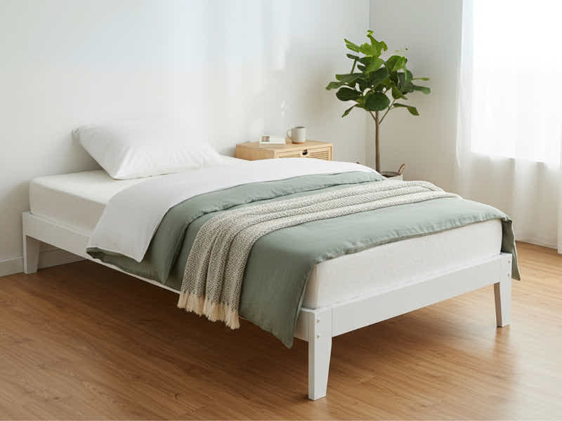 Sovo Bed Frame White & MEM 23 cm Mattress - King Single