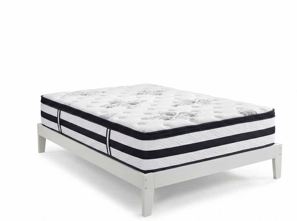 Sovo Bed Frame White & Euro Top Mattress K34 - Double