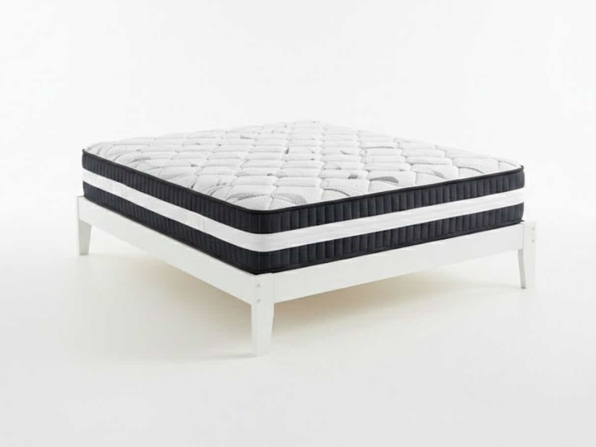 Sovo Bed Frame White & Euro Top Mattress L30 - Double